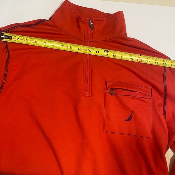 🎉2/$20 Nautica Mens Large Collared LongSleeve Zipper Polo Bright Red Golf Shirt - Picture 7 of 15